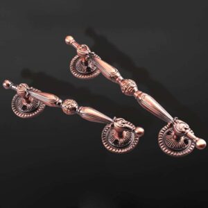 Pair of Elegant Rose Gold Floral Handles