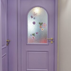 Lavender Painted Door with Frosted Glass